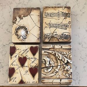 Decorative Ceramic Tile Set by Sid Dickens, with Heart and Music Designs
